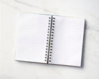 Inside view: inside spread of notebook, showing lined text-weight pages