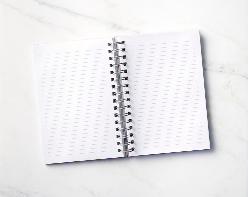 Inside view: inside spread of notebook, showing lined text-weight pages